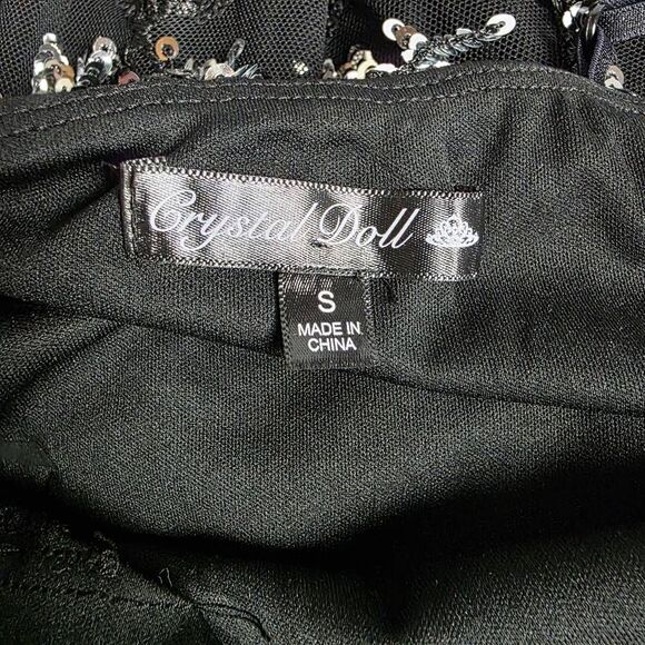 Crystal Doll Womens Sequin Fringe Mini Dress Black S - Picture 6 of 7